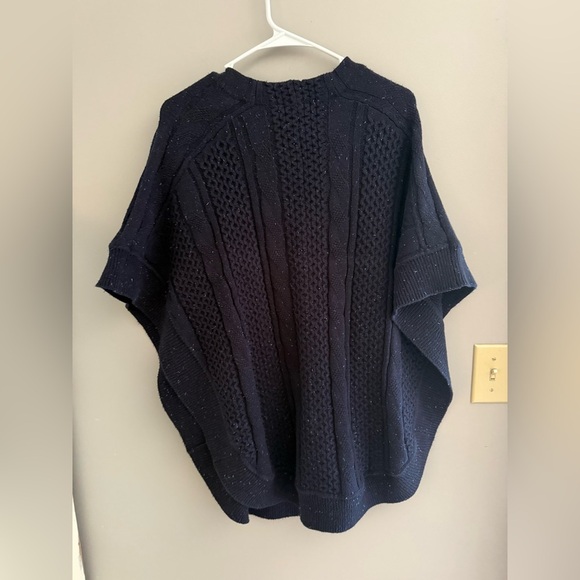 Talbots Blue Speckled Cable Knit Poncho Sweater Women’s SZ S Cotton Buttons - Picture 6 of 8